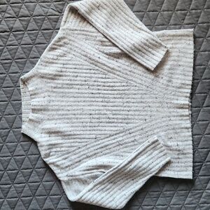 Old Navy Mock Neck Ribbed Pullover Sweater In Marled Gray-Size Small